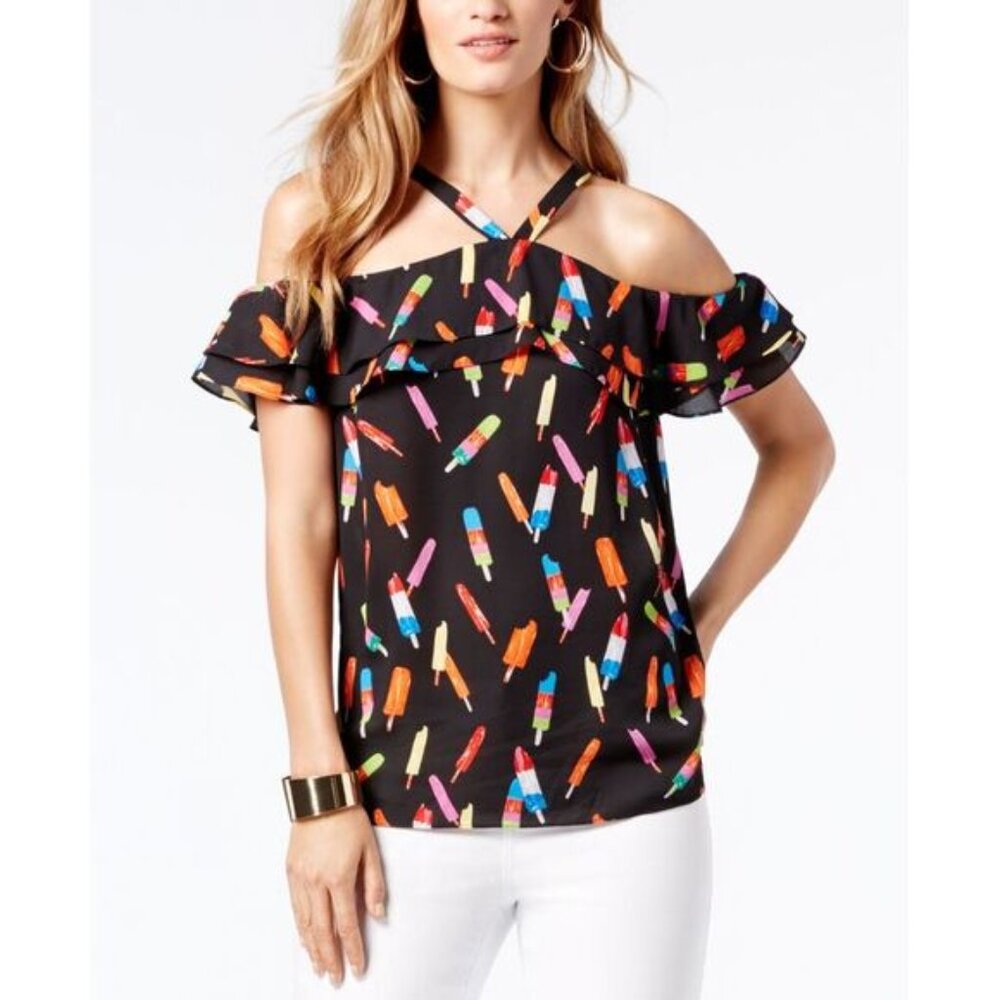 INC International Concepts Popsicle Cold Shoulder Top Size XL